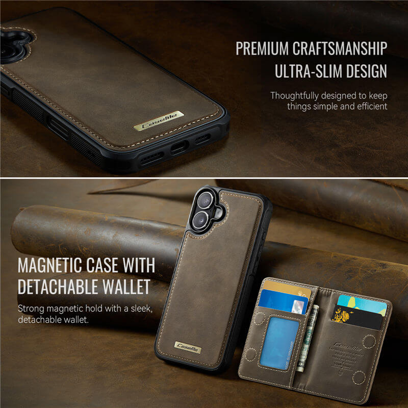 CaseMe iPhone 16 Plus 2-in-1 Magnetic Wallet Case with RFID Blocking