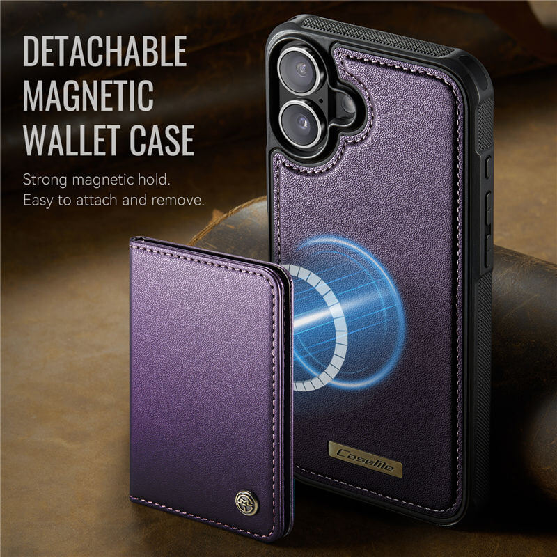 CaseMe iPhone 16 Plus 2-in-1 Magnetic Wallet Case with RFID Blocking