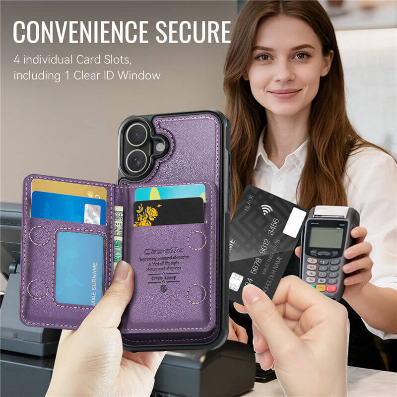 CaseMe iPhone 16 Plus 2-in-1 Magnetic Wallet Case with RFID Blocking