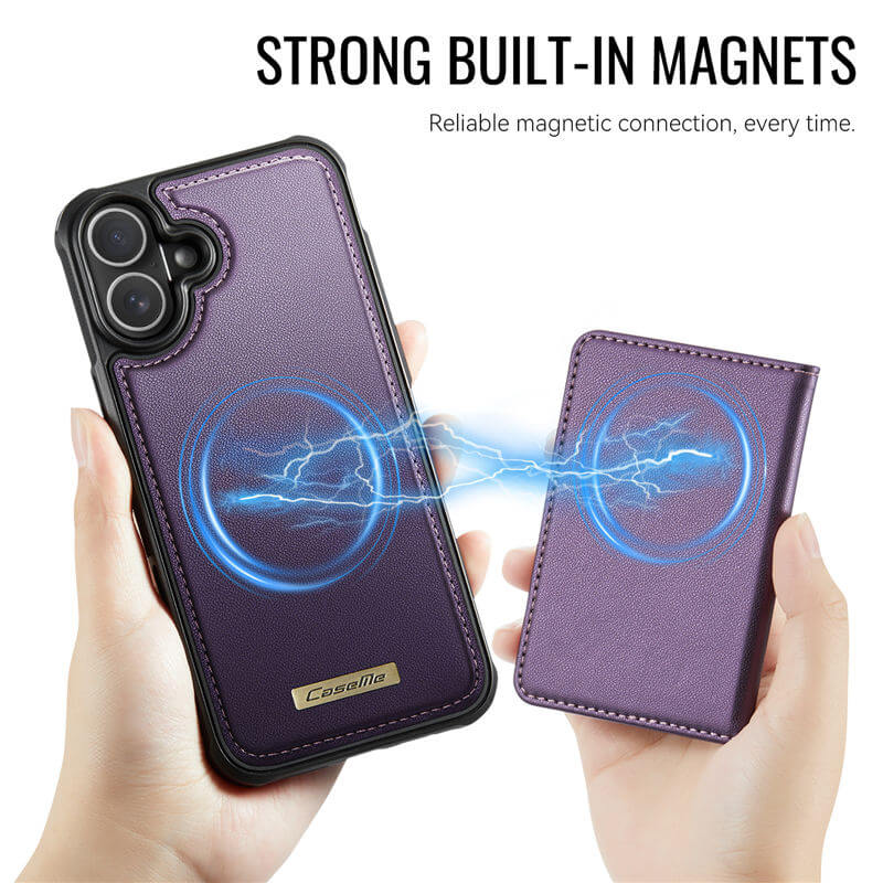 CaseMe iPhone 16 Plus 2-in-1 Magnetic Wallet Case with RFID Blocking