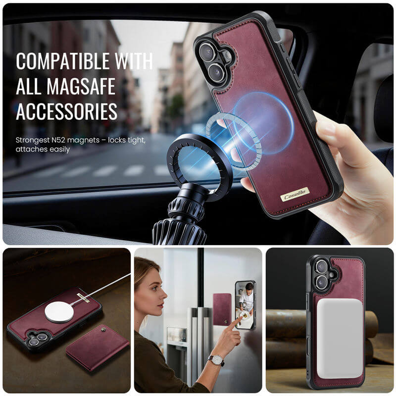 CaseMe iPhone 17 Magnetic 2-in-1 Wallet Case with RFID Blocking