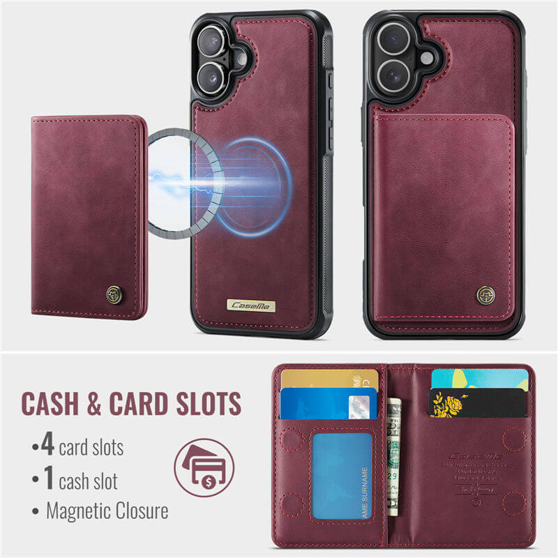 CaseMe iPhone 17 Magnetic 2-in-1 Wallet Case with RFID Blocking