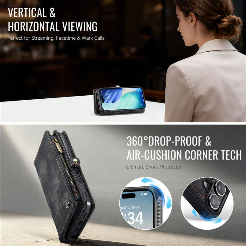 CaseMe iPhone 17 2-in-1 Magnetic RFID Wallet Case