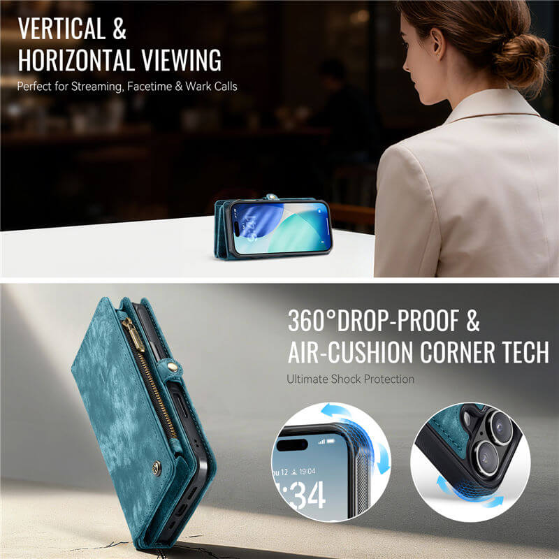 CaseMe iPhone 17 2-in-1 Magnetic RFID Wallet Case
