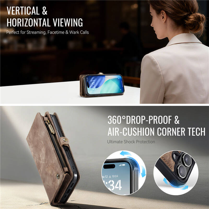 CaseMe iPhone 17 2-in-1 Magnetic RFID Wallet Case