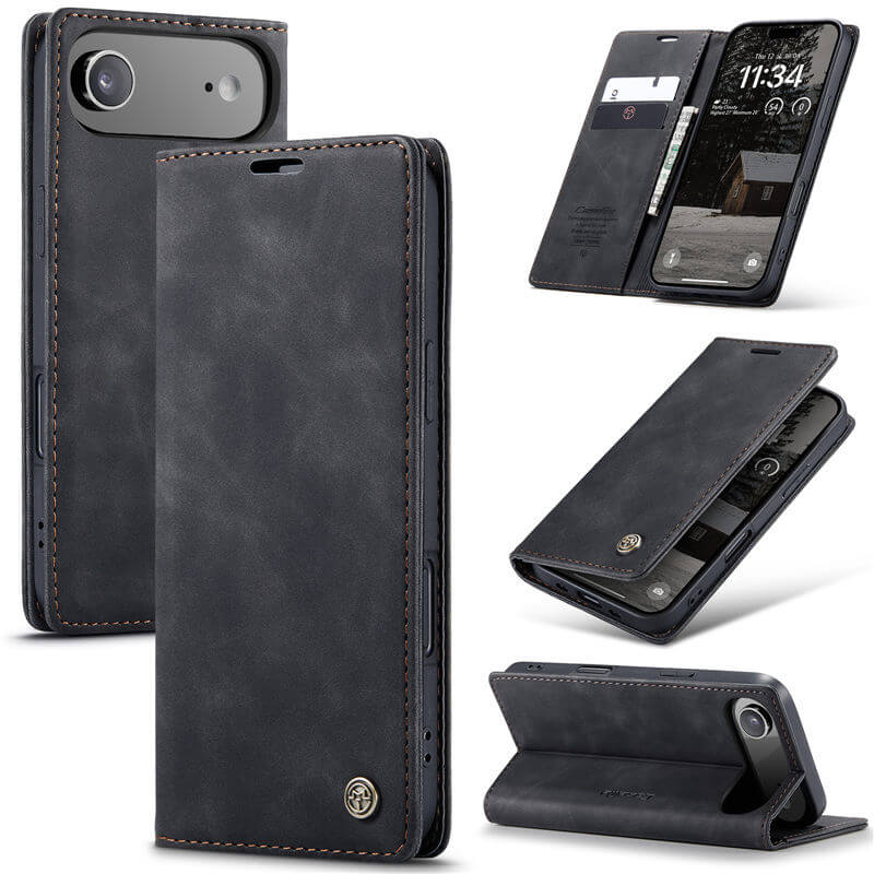 CaseMe iPhone Air Wallet Magnetic Suede Leather Case Black