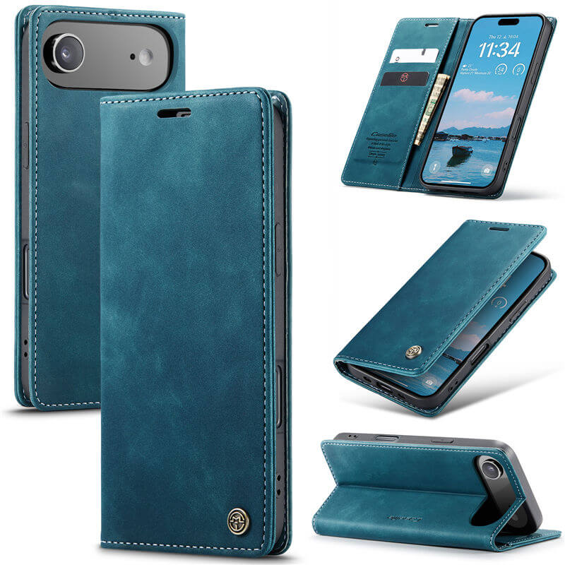 CaseMe iPhone Air Wallet Magnetic Suede Leather Case Blue
