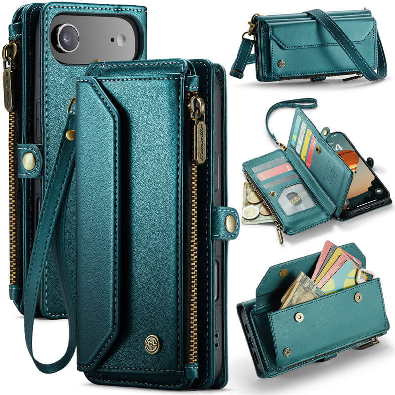 CaseMe iPhone Air RFID Wallet Crossbody Case with Wireless Charging Green