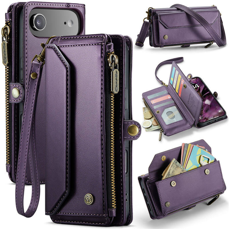 CaseMe iPhone Air RFID Wallet Crossbody Case with Wireless Charging Purple