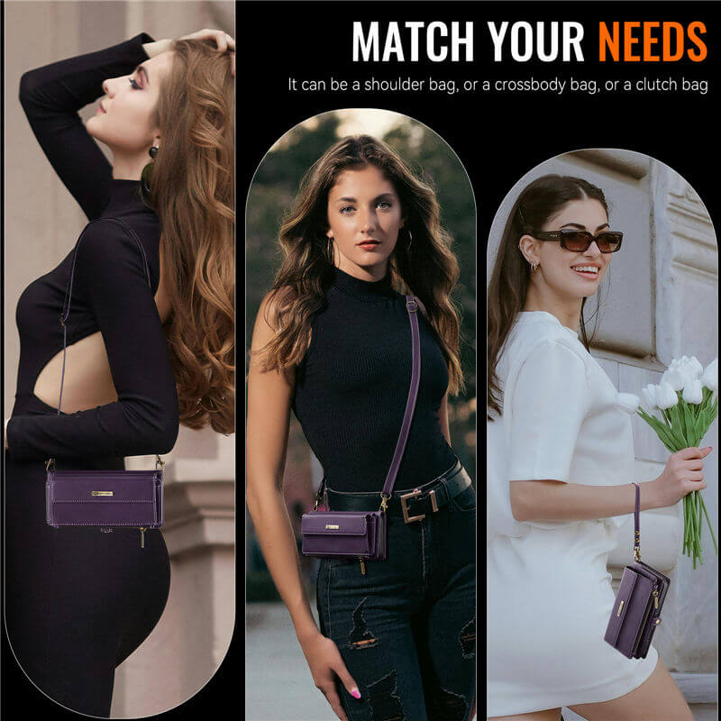 CaseMe iPhone 17 Wallet Case – RFID Blocking, 9 Card Slots, Crossbody Strap & Wireless Charging