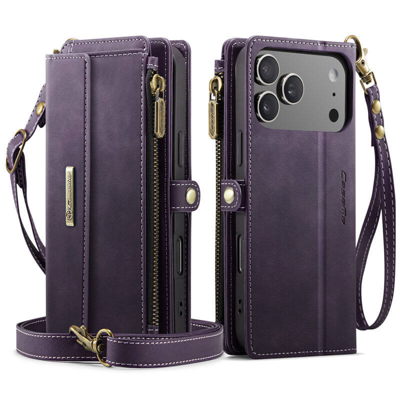 CaseMe iPhone 17 Pro Wallet Case – RFID Blocking, 9 Card Slots, Crossbody Strap & Wireless Charging