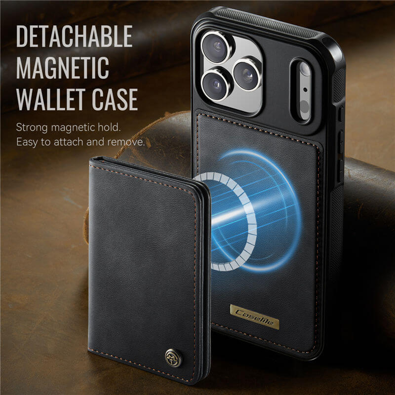 CaseMe iPhone 17 Pro Magnetic 2-in-1 Wallet Case with RFID Blocking