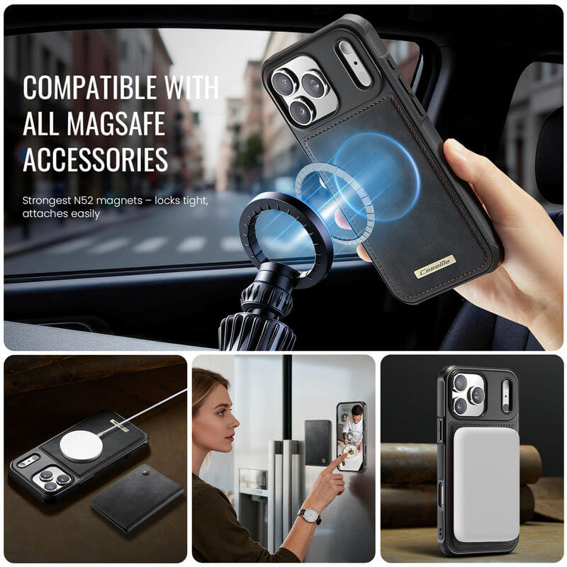 CaseMe iPhone 17 Pro Magnetic 2-in-1 Wallet Case with RFID Blocking