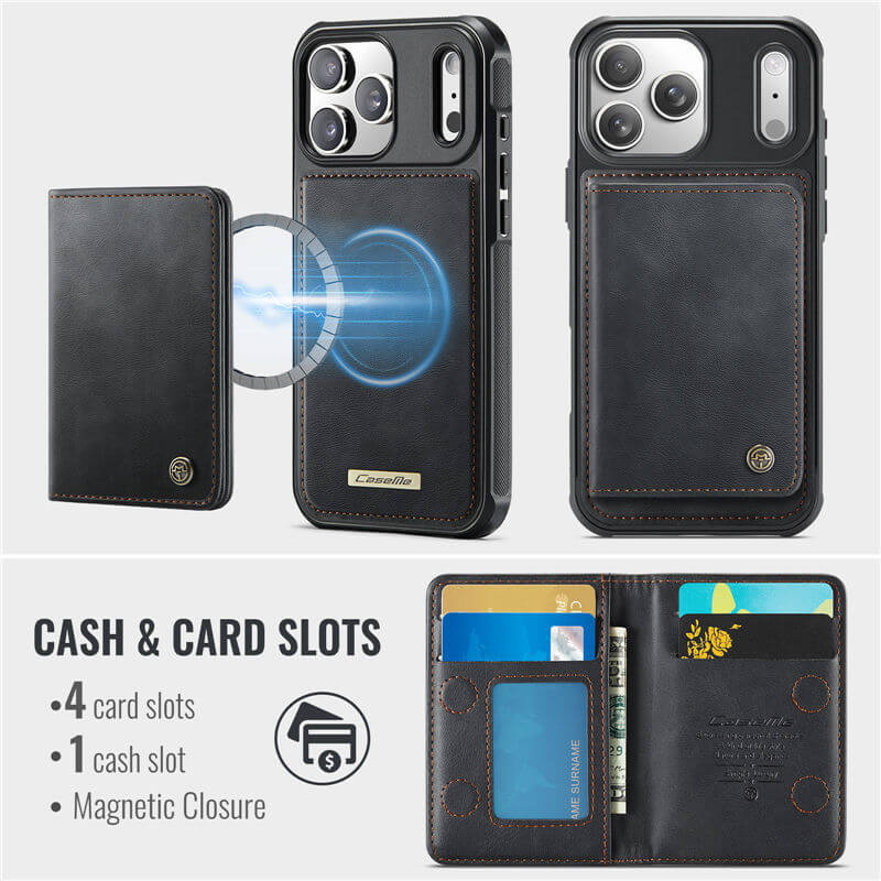 CaseMe iPhone 17 Pro Magnetic 2-in-1 Wallet Case with RFID Blocking
