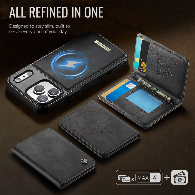 CaseMe iPhone 17 Pro Magnetic 2-in-1 Wallet Case with RFID Blocking