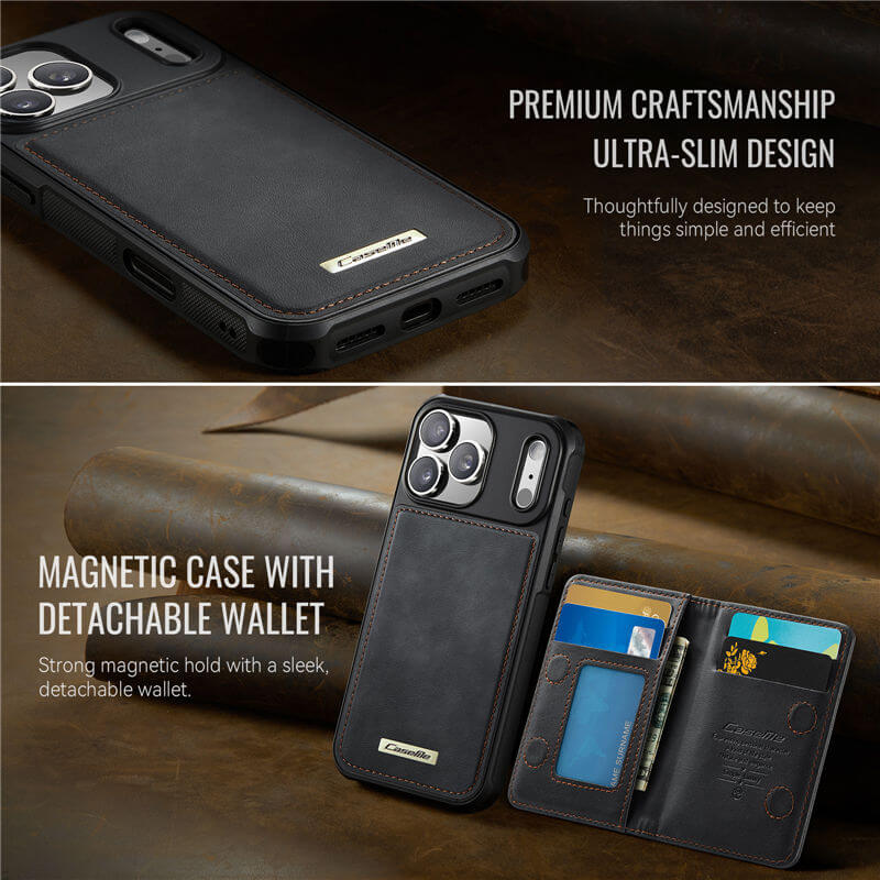 CaseMe iPhone 17 Pro Magnetic 2-in-1 Wallet Case with RFID Blocking