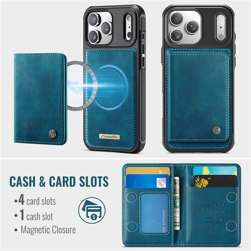 CaseMe iPhone 17 Pro Magnetic 2-in-1 Wallet Case with RFID Blocking