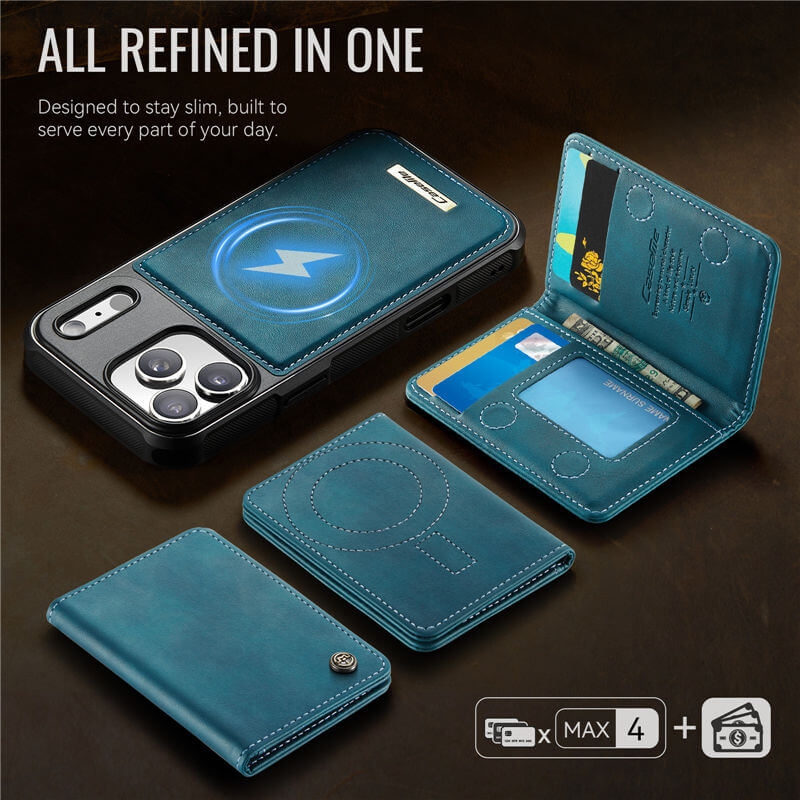 CaseMe iPhone 17 Pro Magnetic 2-in-1 Wallet Case with RFID Blocking