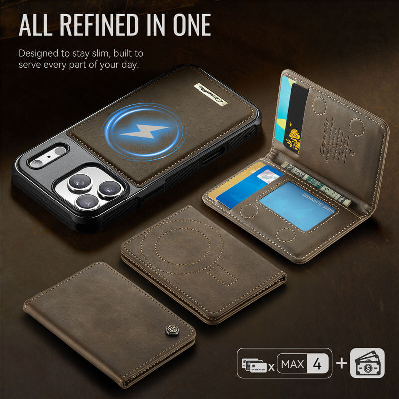 CaseMe iPhone 17 Pro Magnetic 2-in-1 Wallet Case with RFID Blocking