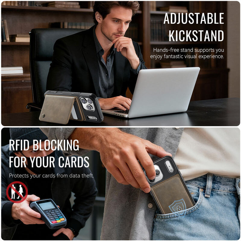 CaseMe iPhone 17 Pro Magnetic 2-in-1 Wallet Case with RFID Blocking