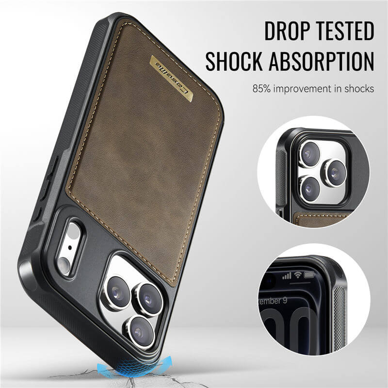 CaseMe iPhone 17 Pro Magnetic 2-in-1 Wallet Case with RFID Blocking