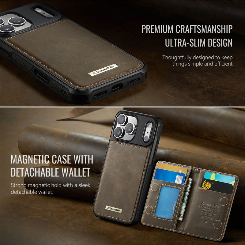 CaseMe iPhone 17 Pro Magnetic 2-in-1 Wallet Case with RFID Blocking