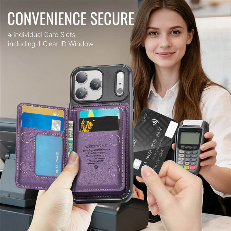 CaseMe iPhone 17 Pro Magnetic 2-in-1 Wallet Case with RFID Blocking