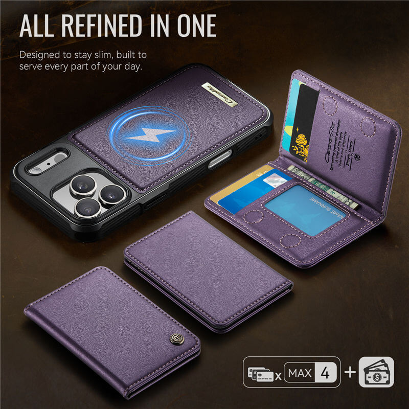 CaseMe iPhone 17 Pro Magnetic 2-in-1 Wallet Case with RFID Blocking