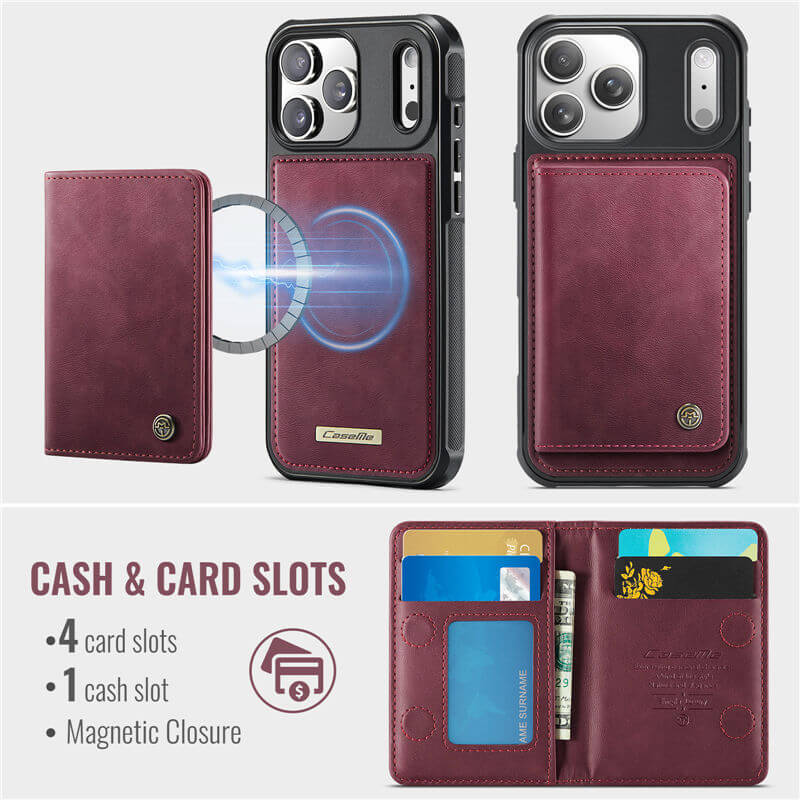 CaseMe iPhone 17 Pro Magnetic 2-in-1 Wallet Case with RFID Blocking