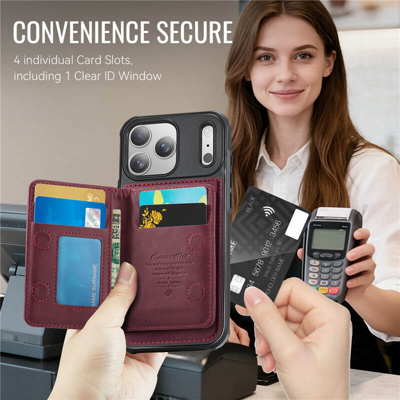 CaseMe iPhone 17 Pro Magnetic 2-in-1 Wallet Case with RFID Blocking