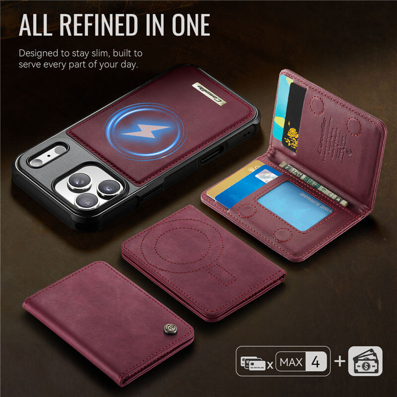 CaseMe iPhone 17 Pro Magnetic 2-in-1 Wallet Case with RFID Blocking