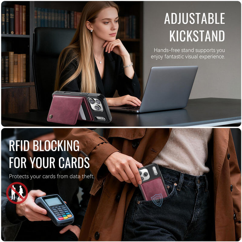 CaseMe iPhone 17 Pro Magnetic 2-in-1 Wallet Case with RFID Blocking