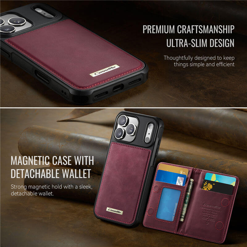 CaseMe iPhone 17 Pro Magnetic 2-in-1 Wallet Case with RFID Blocking