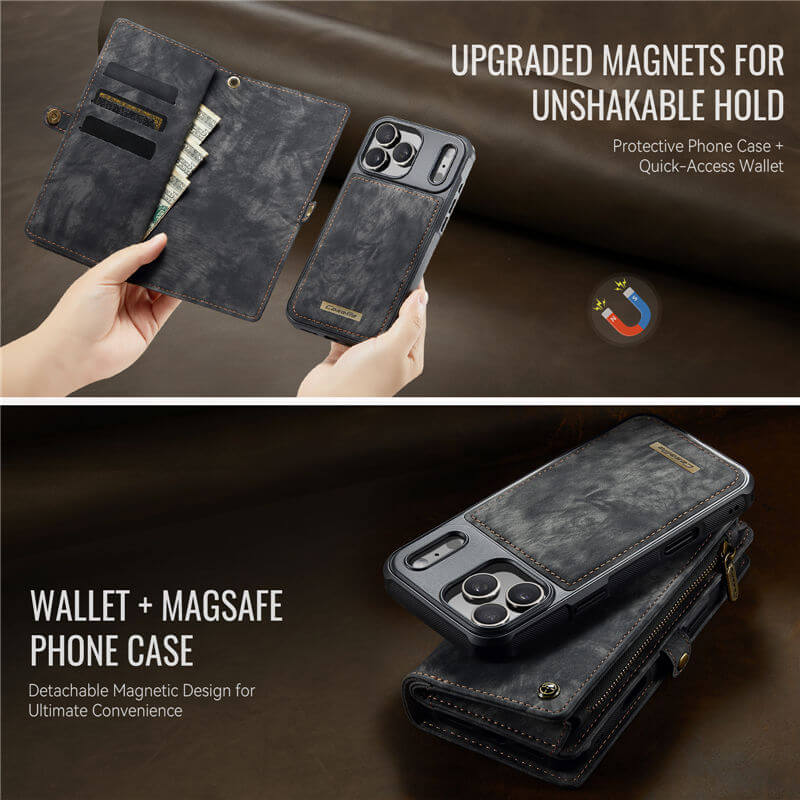 CaseMe iPhone 17 Pro Max 2-in-1 Magnetic RFID Wallet Case