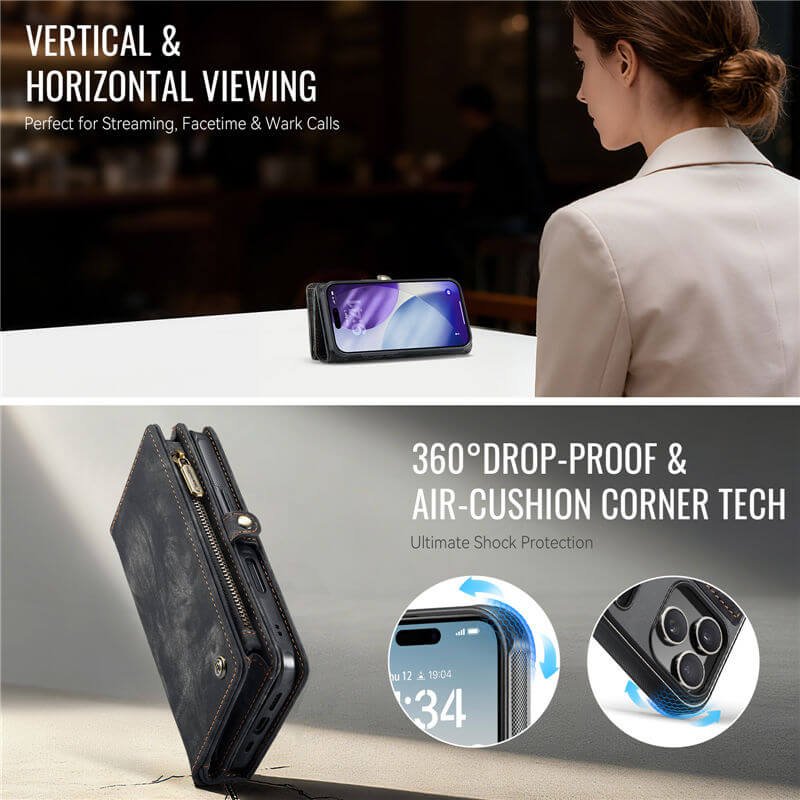 CaseMe iPhone 17 Pro Max 2-in-1 Magnetic RFID Wallet Case
