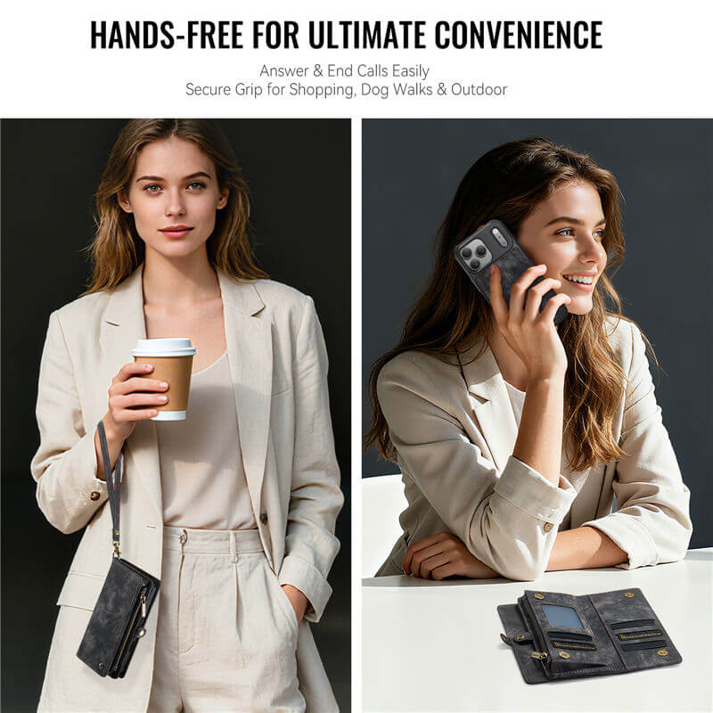 CaseMe iPhone 17 Pro Max 2-in-1 Magnetic RFID Wallet Case