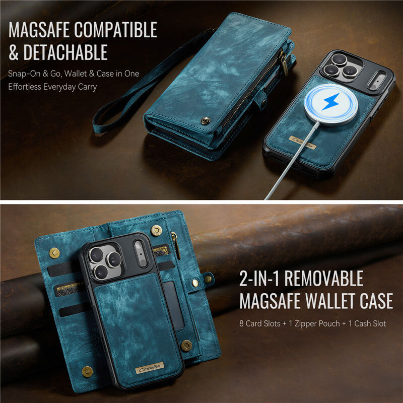 CaseMe iPhone 17 Pro Max 2-in-1 Magnetic RFID Wallet Case