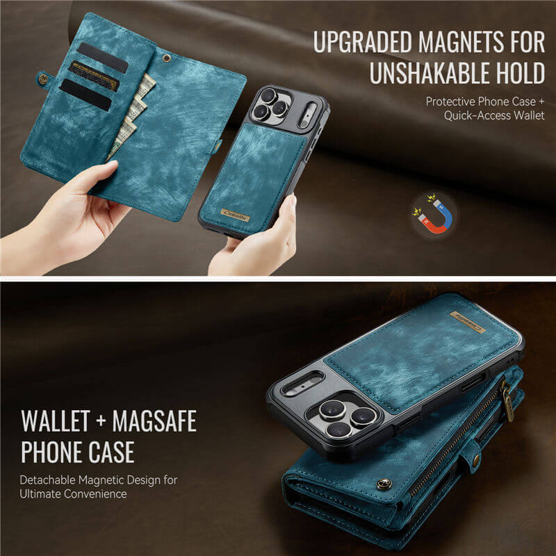 CaseMe iPhone 17 Pro Max 2-in-1 Magnetic RFID Wallet Case
