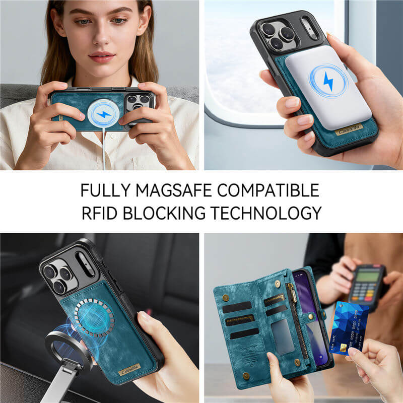 CaseMe iPhone 17 Pro Max 2-in-1 Magnetic RFID Wallet Case