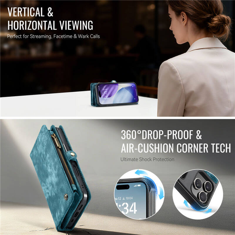 CaseMe iPhone 17 Pro Max 2-in-1 Magnetic RFID Wallet Case