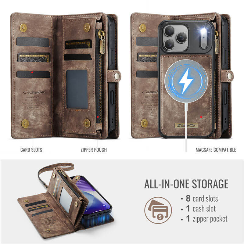 CaseMe iPhone 17 Pro 2-in-1 Magnetic RFID Wallet Case