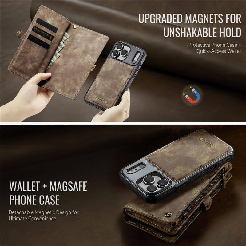 CaseMe iPhone 17 Pro 2-in-1 Magnetic RFID Wallet Case
