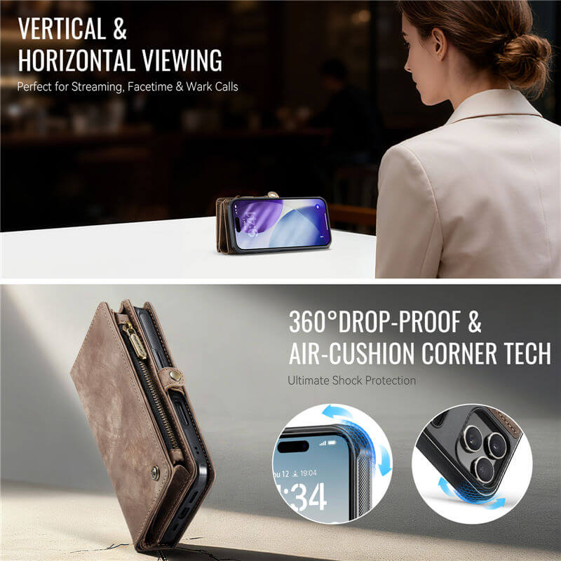 CaseMe iPhone 17 Pro 2-in-1 Magnetic RFID Wallet Case