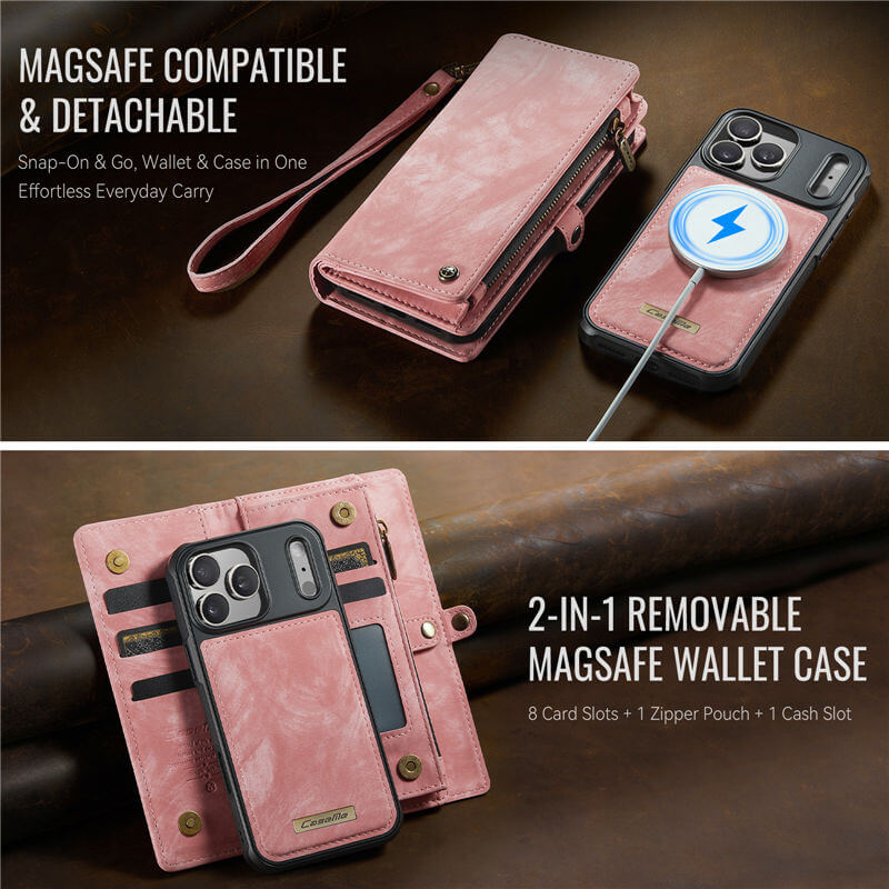 CaseMe iPhone 17 Pro 2-in-1 Magnetic RFID Wallet Case