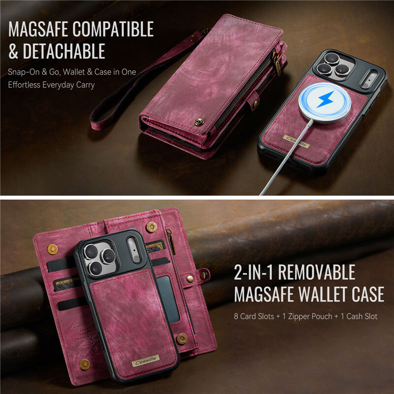 CaseMe iPhone 17 Pro Max 2-in-1 Magnetic RFID Wallet Case