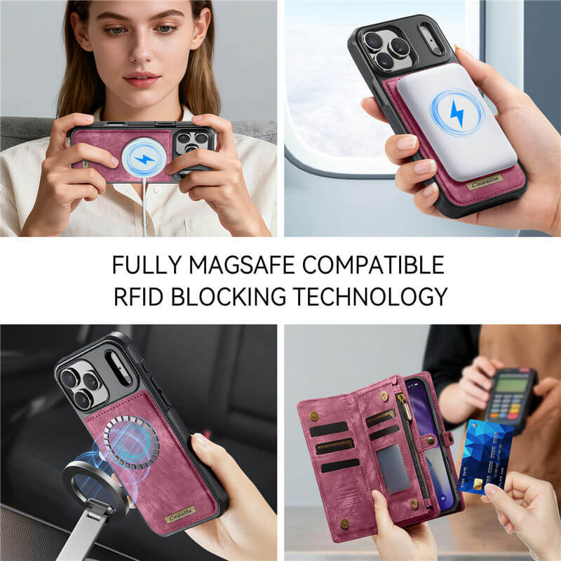 CaseMe iPhone 17 Pro Max 2-in-1 Magnetic RFID Wallet Case