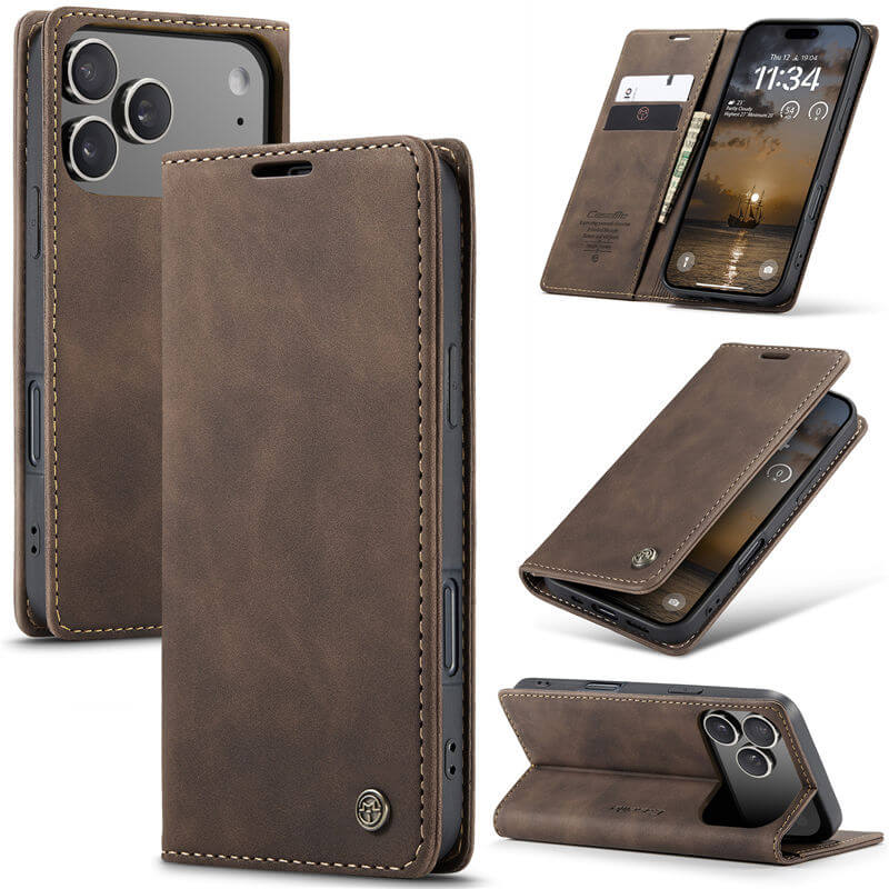 CaseMe iPhone 17 Pro Max Wallet Magnetic Suede Leather Case Coffee