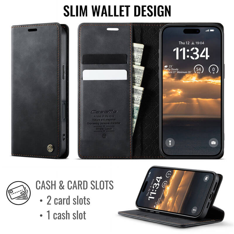 CaseMe iPhone 17 Pro Max Magnetic Wallet Case with RFID Blocking