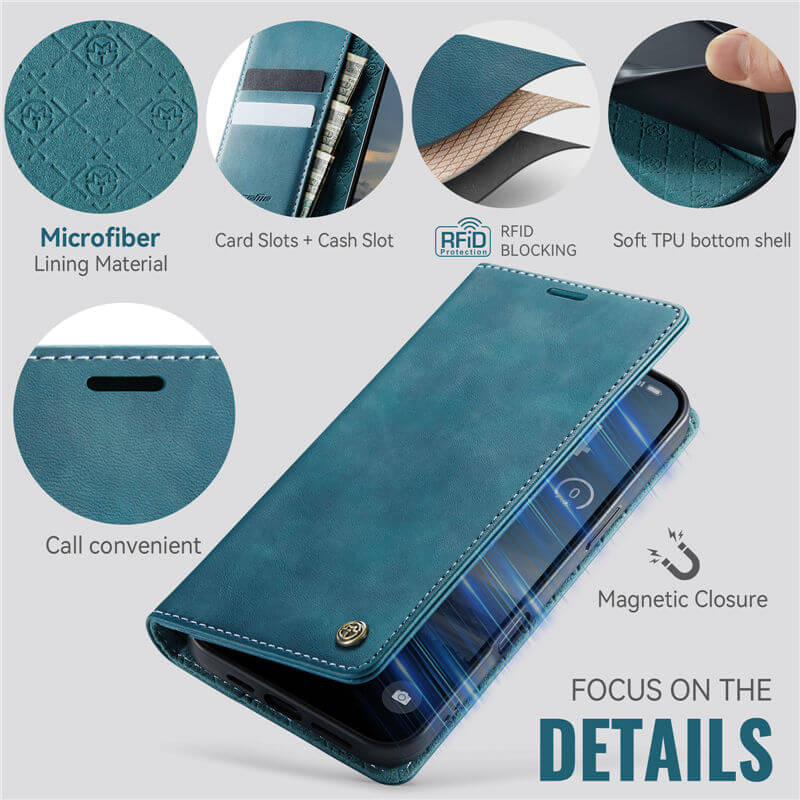 CaseMe iPhone 17 Pro Magnetic Wallet Case with RFID Blocking