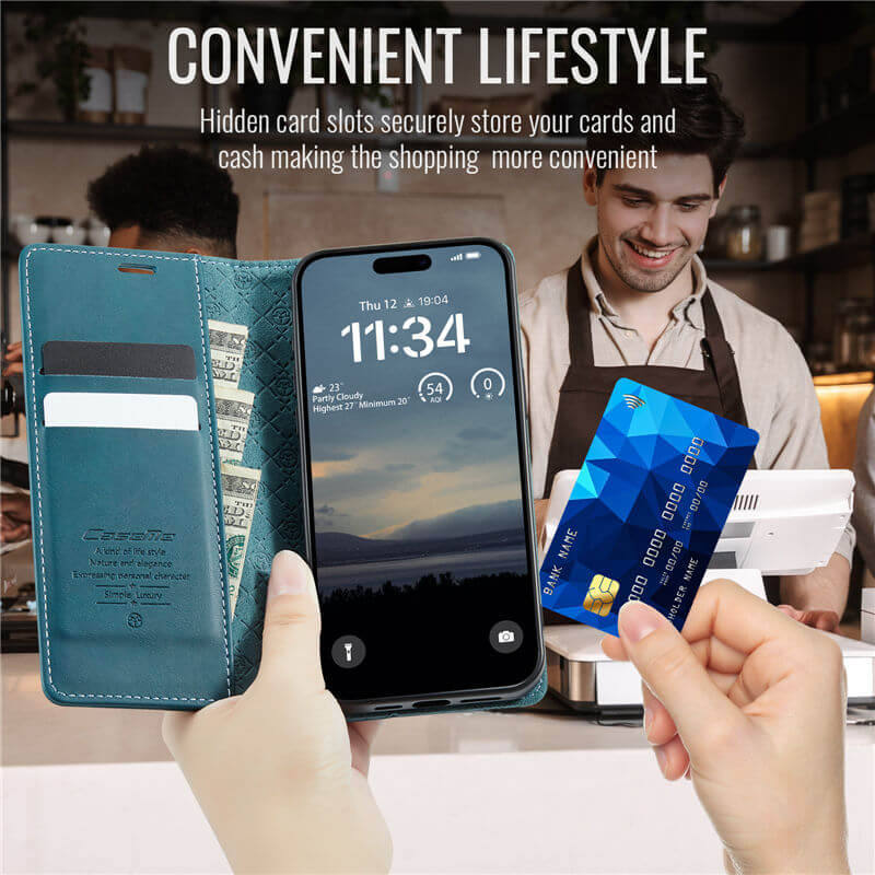 CaseMe iPhone 17 Pro Magnetic Wallet Case with RFID Blocking